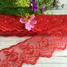 Кружево яблочко, 4,5 см, красное, рулон 9 м