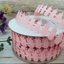 Кружевная детская лента, бутылочка, 2 см, светло-розовая