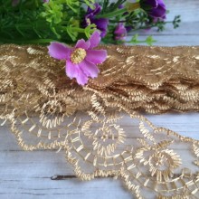 Кружево яблочко, 4,5 см, золото, рулон 9 м