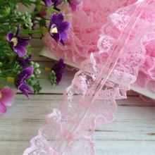 Кружево-рюша, 4 см, розовое, моток 18 м