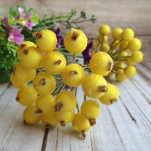Ягодки в сахаре, 11 мм, желтые, упаковка 400 ягод