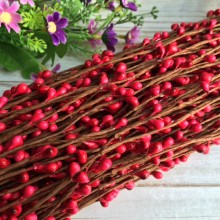 Декоративная ветка с тычинками Big, 65 см, красный, упаковка 100 шт.