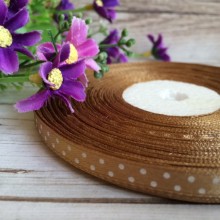 Атлас 0,6 см горох, светло-коричневый, рулон 45 м