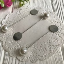 Основа для бутоньерки с жемчужинкой металлическая, 7,8 см, упаковка 50 шт.