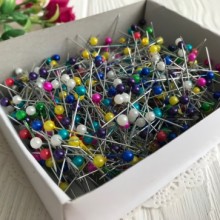 Булавки россыпью, 3,5 мм, с цветной жемчуженкой, упаковка