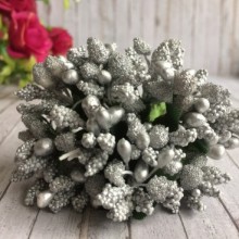 Веточка с тычинками, серебро, упаковка 144 шт.