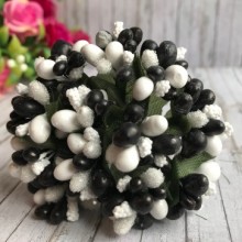 Веточка двухцветная, черно-белый, упаковка 12 пучков (144 шт.)