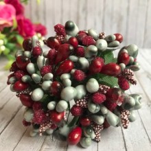 Веточка двухцветная, бургунди-серый, упаковка 12 пучков (144 шт.)