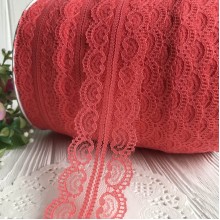 Кружево завиток, 4,5 см, коралловое (не стрейчевое), бобина 200 ярдов (182 м)