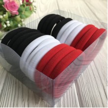 Набор резинок велюрчик, 5 см, бело-красно-черные, упаковка 20 шт.