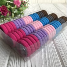 Набор резинок велюрчик, 3 см, малиново-бирюзово-коричневый, упаковка 66 шт.