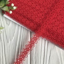 Кружево Амели (нестрейчевое), 1,5 см, красный, рулон 16,5 м