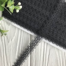 Кружево Амели (нестрейчевое), 1,5 см, черный, рулон 16,5 м