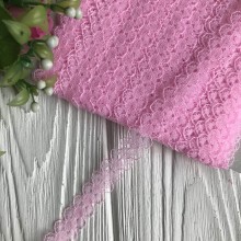 Кружево Амели (нестрейчевое), 1,5 см, розовый, рулон 16,5 м