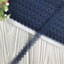 Кружево Амели (нестрейчевое), 1,5 см, сапфировый, рулон 16,5 м