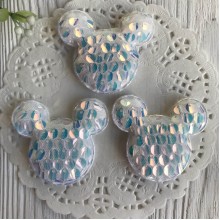 Аппликация Микки тканевая с паеткой, 5,7х5 см, белый, упаковка 20 шт.