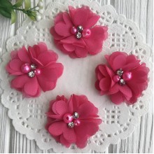 Шифоновый цветок, 4,5 см, светло-малиновый, упаковка 20 шт.