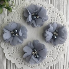 Шифоновый цветок, 4,5 см, светло-серый, упаковка 20 шт.