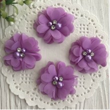 Шифоновый цветок, 4,5 см, сиреневый, упаковка 20 шт.