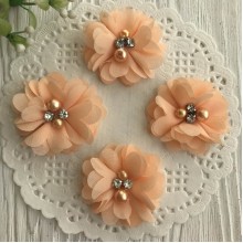 Шифоновый цветок, 4,5 см, персиковый, упаковка 20 шт.