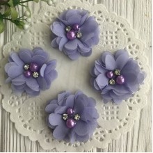 Шифоновый цветок, 4,5 см, лилово-голубой, упаковка 20 шт.