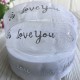 Органза с серебристой фольгой, 2,5 см, Love you на белом, рулон 23 м