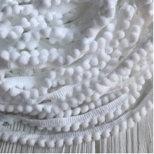 Тесьма помпончики, 0,5 см, белый, рулон 23 м