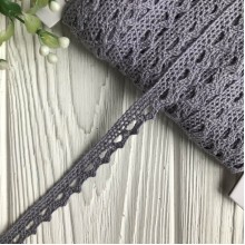 Кружево вязаное (D03401), графитовое, 11 мм, рулон 45 м