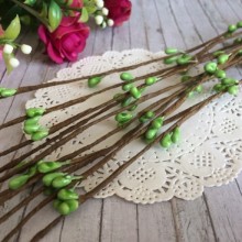 Декоративная ветка с тычинками, 40 см, светло-оливковый, упаковка 100 шт.