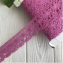 Кружево вязаное цветное (№ 1559), ярко-розовый, 4 см, рулон 45 м Кружево вязаное цветное (№ 1559), ярко-розовый, 4 см, рулон 45 м
