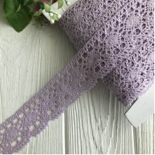 Кружево вязаное цветное (№ 1559), светло-лавандовый, 4 см, рулон 45 м Кружево вязаное цветное (№ 1559), светло-лавандовый, 4 см, рулон 45 м
