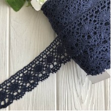 Кружево вязаное цветное (№ 1559), сапфировый, 4 см, рулон 45 м Кружево вязаное цветное (№ 1559), сапфировый, 4 см, рулон 45 м
