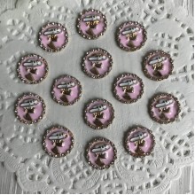 Серединка металл круглая с девушкой в шляпе, 17 мм, розовый, упаковка 10 шт.