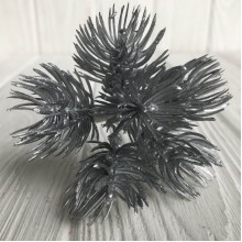 Веточка сосны, 12 см, серебро, упаковка 10 шт.