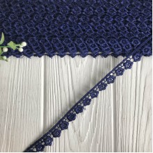 Кружево макраме узкое (TJ-10012), 1,5 см, сапфировый, рулон 13 метров