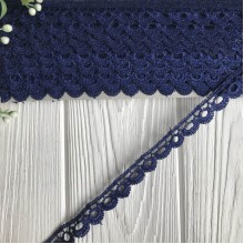 Кружево макраме узкое (TJ-10021), 1,7 см, сапфировый, рулон 13 метров