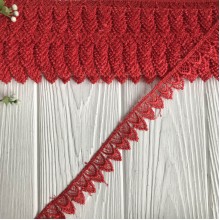 Кружево макраме узкое (TJ-10060), 2,5 см, красный, рулон 9 метров