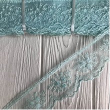 Кружево органзовое Розали, 6,5 см, тиффани, рулон 9 м