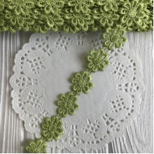 Кружево отрывное цветочек, 2,5 см, оливковый, рулон 15 ярдов