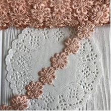 Кружево отрывное цветочек, 2,5 см, персиковый, рулон 15 ярдов