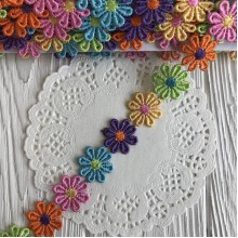 Кружево отрывное цветочек, 2,5 см, микс цветов, рулон 15 ярдов