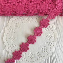 Кружево отрывное цветочек, 2,5 см, малиновый, рулон 15 ярдов