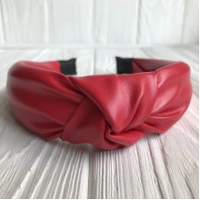 Обруч чалма из экокожи однотонный, 4 см, красный, шт.