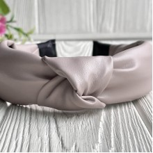 Обруч чалма из экокожи однотонный, 4 см, бежевый, шт.