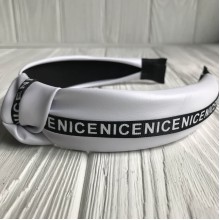 Обруч чалма из экокожи (Nice узкая), 4 см, белый, шт.