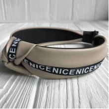 Обруч чалма из экокожи (Nice узкая), 4 см, светло-бежевый, шт.