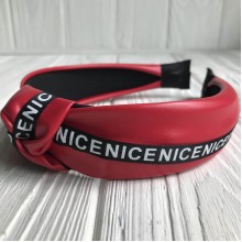 Обруч чалма из экокожи (Nice узкая), 4 см, красный, шт.