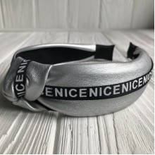 Обруч чалма из экокожи (Nice узкая), 4 см, серебряный, шт.