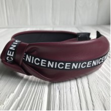 Обруч чалма из экокожи (Nice узкая), 4 см, вишневый, шт.