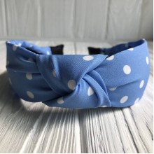 Обруч чалма тканевый в горох, 4 см, небесно-голубой, шт.